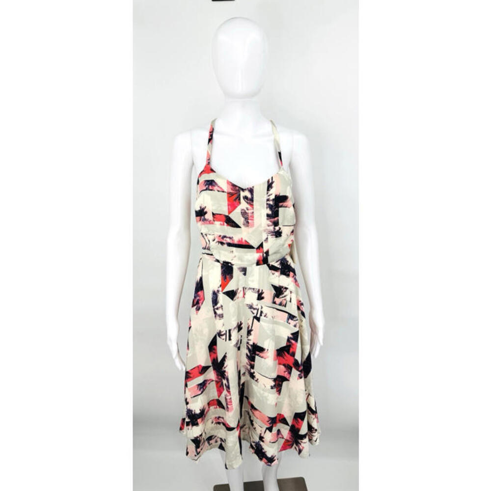 NWT 1. State A-Line Sundress Tropical Palm Spaghetti Strap Peekaboo Sides Sz XS
